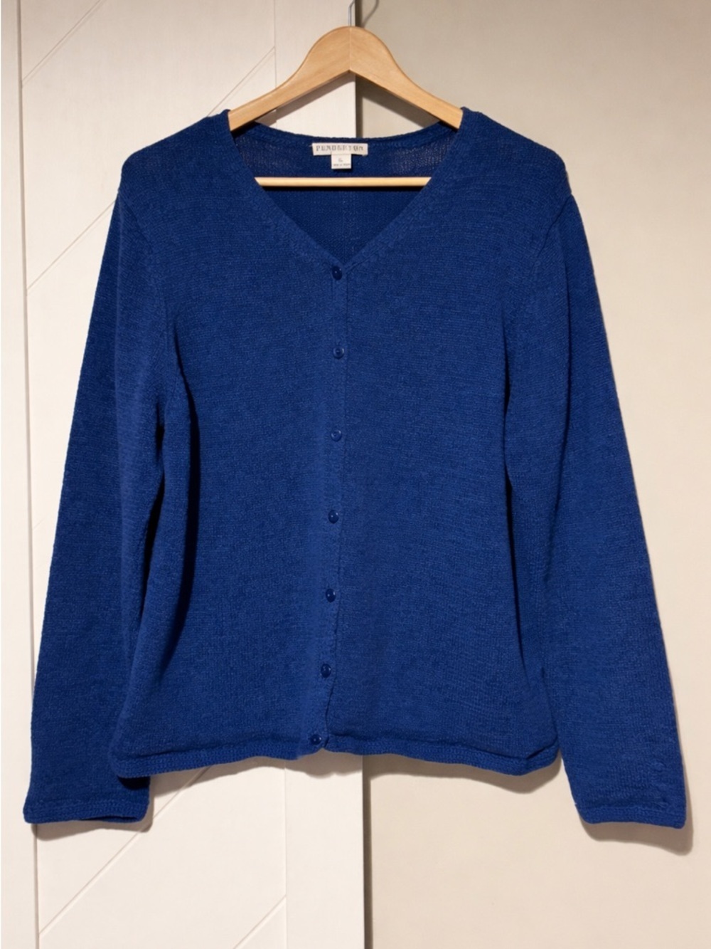 Pendleton Blue Textured Knit Cardigan XL Button Front